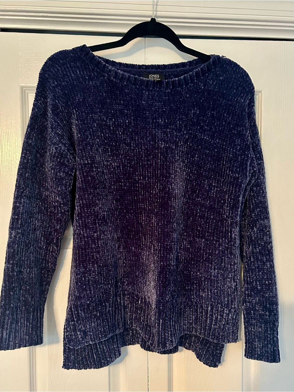 Jones New York Plush Chenille Pullover - Navy Blue